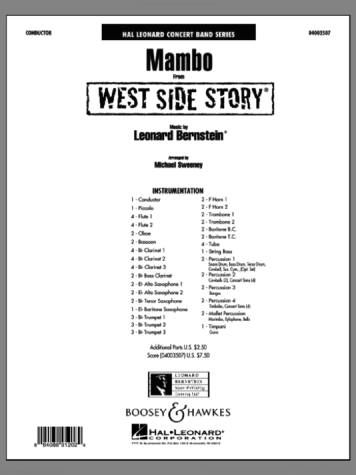 Mambo (from West Side Story) (COMPLETE) sheet music for concert band by Leonard Bernstein and Michael Sweeney, intermediate skill level