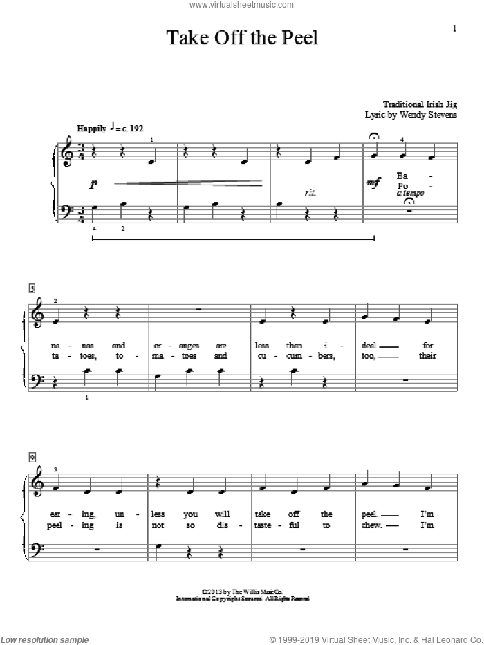 Take Off The Peel sheet music for piano solo (elementary) by Wendy Stevens, beginner piano (elementary)