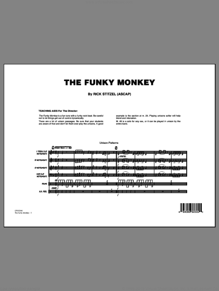 The Funky Monkey (COMPLETE) sheet music for jazz band by Rick Stitzel, intermediate skill level