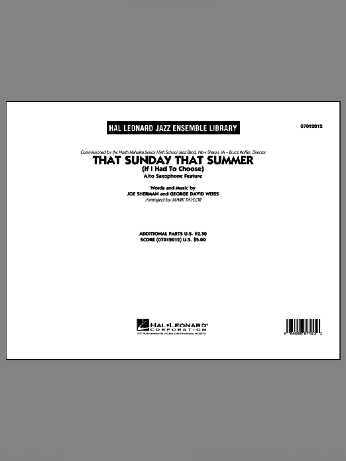 That Sunday That Summer (If I Had to Choose) (COMPLETE) sheet music for jazz band by Mark Taylor, intermediate skill level