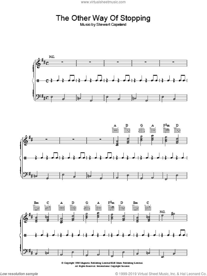 The Other Way Of Stopping sheet music for piano solo by The Police and Stewart Copeland, intermediate skill level