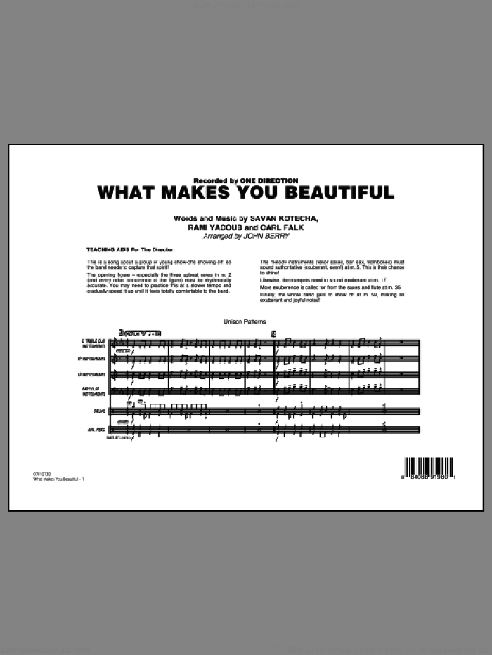 What Makes You Beautiful (COMPLETE) sheet music for jazz band by One Direction and John Berry, intermediate skill level