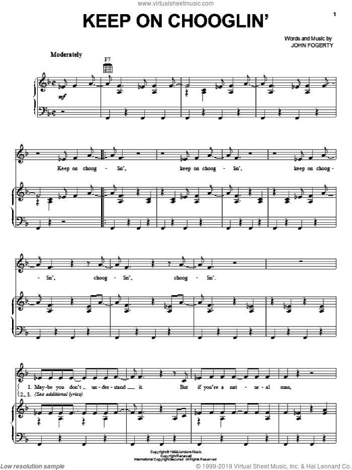 Keep On Chooglin' sheet music for voice, piano or guitar by Creedence Clearwater Revival and John Fogerty, intermediate skill level