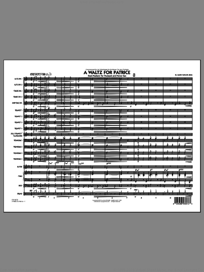A Waltz for Patrice (COMPLETE) sheet music for jazz band by Mark Taylor, intermediate skill level