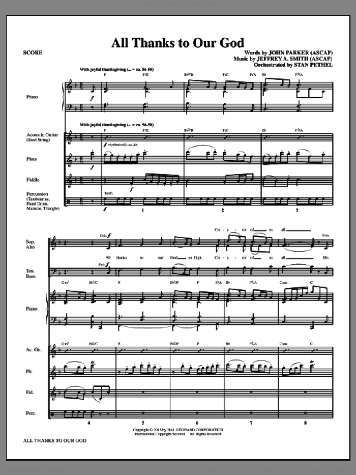 All Thanks to Our God (COMPLETE) sheet music for orchestra/band by John Parker and Jeffrey A. Smith, intermediate skill level