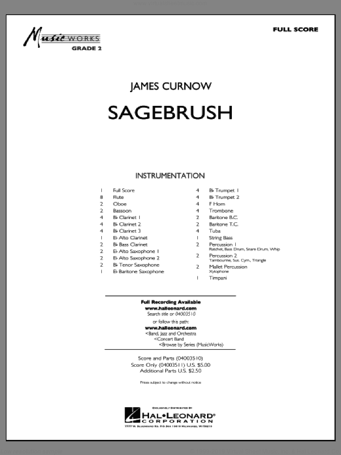 Sagebrush (COMPLETE) sheet music for concert band by James Curnow, intermediate skill level