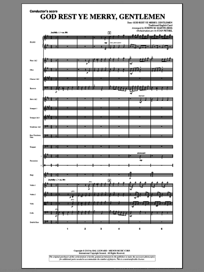 God Rest Ye Merry, Gentlemen (from A Symphony Of Carols) (COMPLETE) sheet music for orchestra/band by Joseph M. Martin and 19th Century English Carol, intermediate skill level