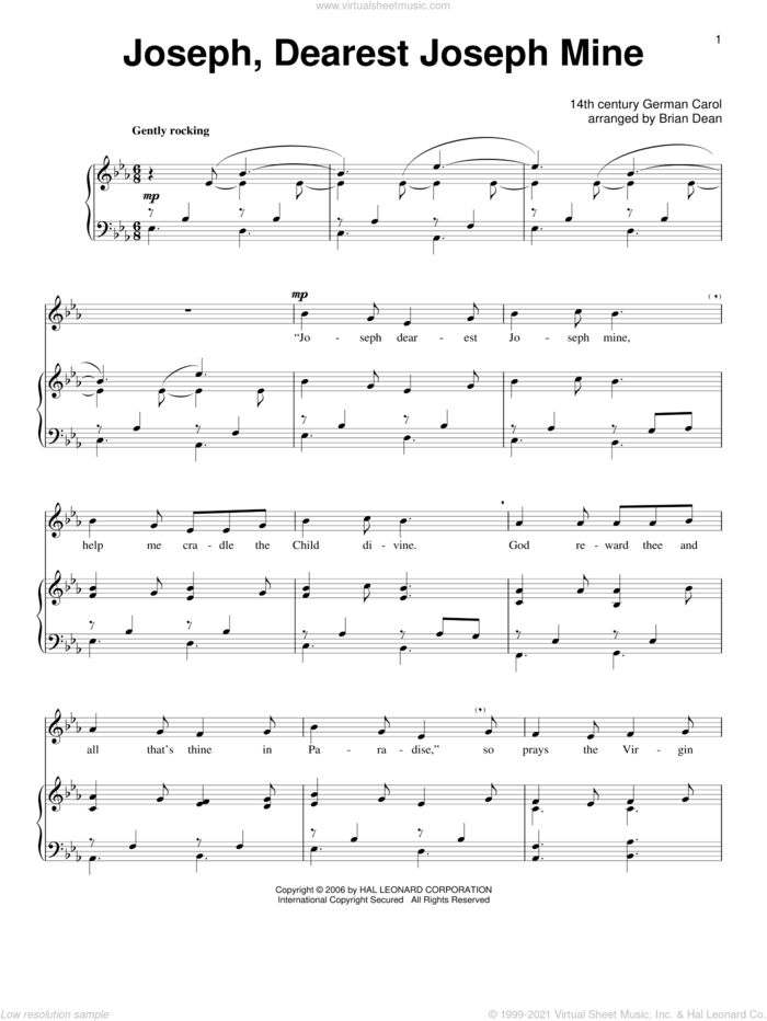 Joseph Dearest, Joseph Mine sheet music for voice and piano, classical score, intermediate skill level