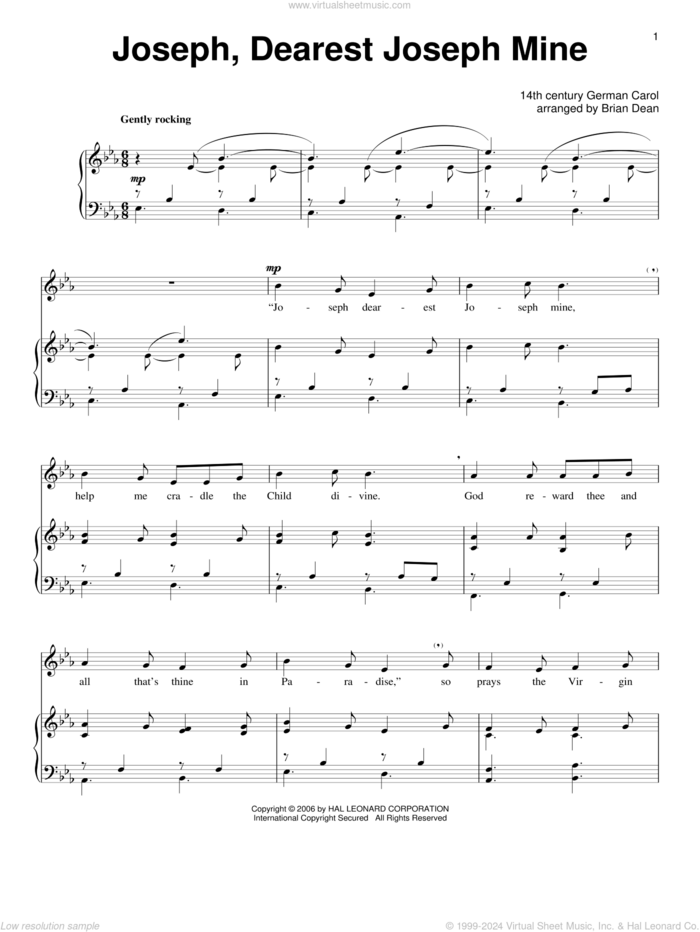 Joseph Dearest, Joseph Mine sheet music for voice and piano, classical score, intermediate skill level