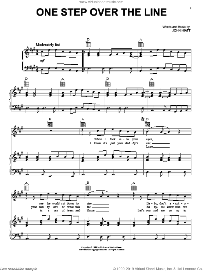 One Step Over The Line sheet music for voice, piano or guitar by The Nitty Gritty Dirt Band, intermediate skill level