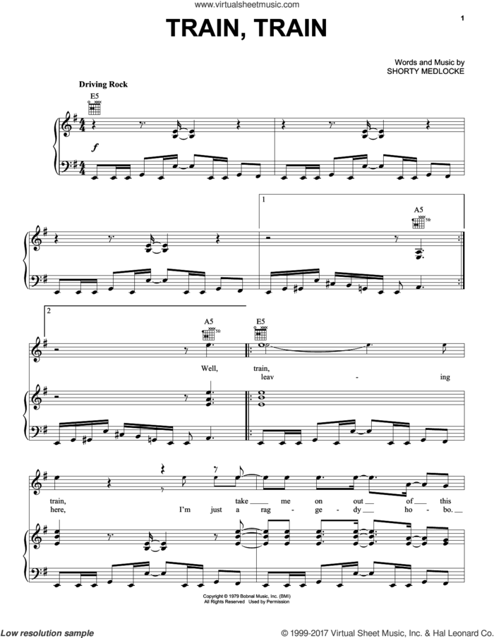 Train, Train sheet music for voice, piano or guitar by Blackfoot and Warrant, intermediate skill level