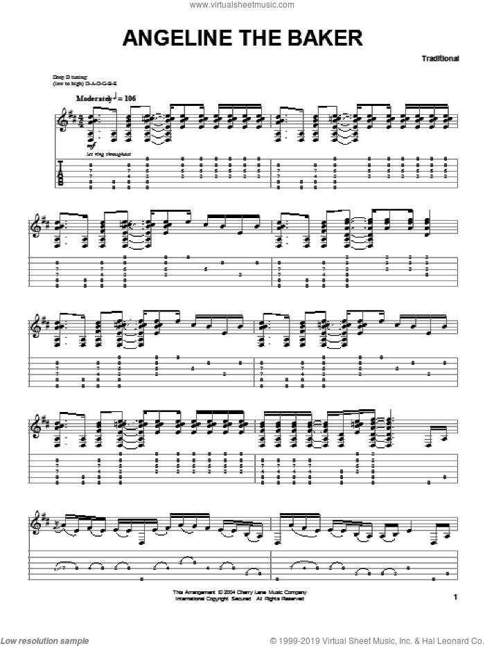 Angeline The Baker sheet music for guitar solo by Scott Fore, intermediate skill level