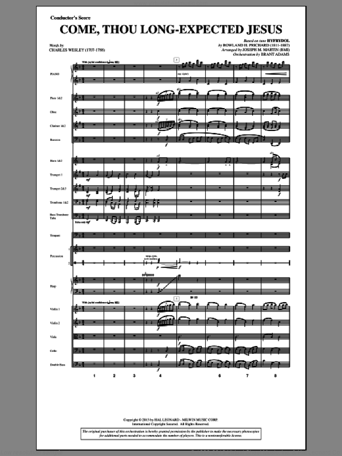 Come, Thou Long-expected Jesus (from A Symphony Of Carols) (COMPLETE) sheet music for orchestra/band by Joseph M. Martin, intermediate skill level