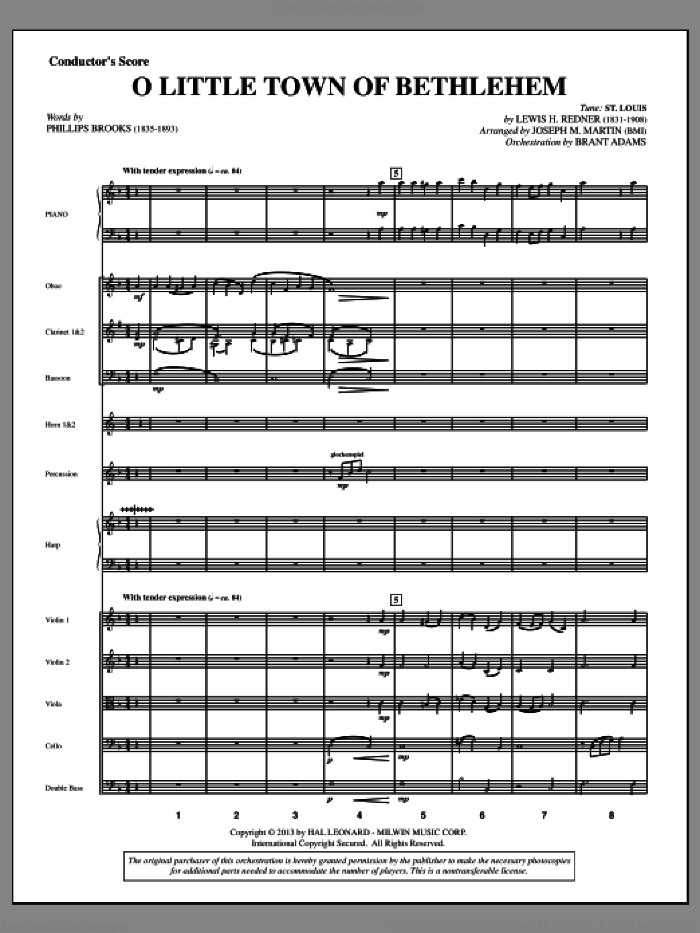 O Little Town Of Bethlehem (from A Symphony Of Carols) (COMPLETE) sheet music for orchestra/band by Joseph M. Martin, intermediate skill level