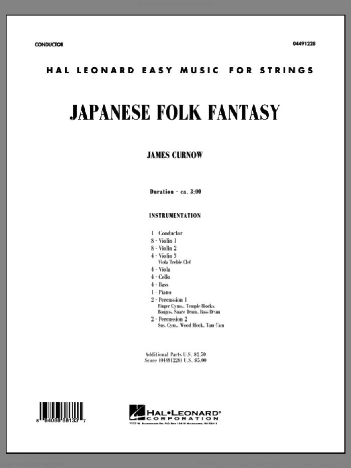 Japanese Folk Fantasy (COMPLETE) sheet music for orchestra by James Curnow, intermediate skill level