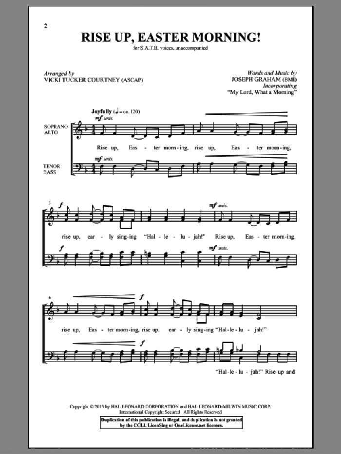 Rise Up, Easter Morning! sheet music for choir (SATB: soprano, alto, tenor, bass) by Joseph Graham and Vicki Tucker Courtney, intermediate skill level