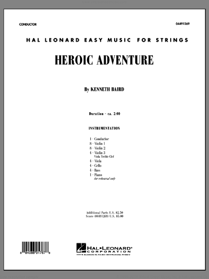 Heroic Adventure (COMPLETE) sheet music for orchestra by Kenneth Baird, classical score, intermediate skill level