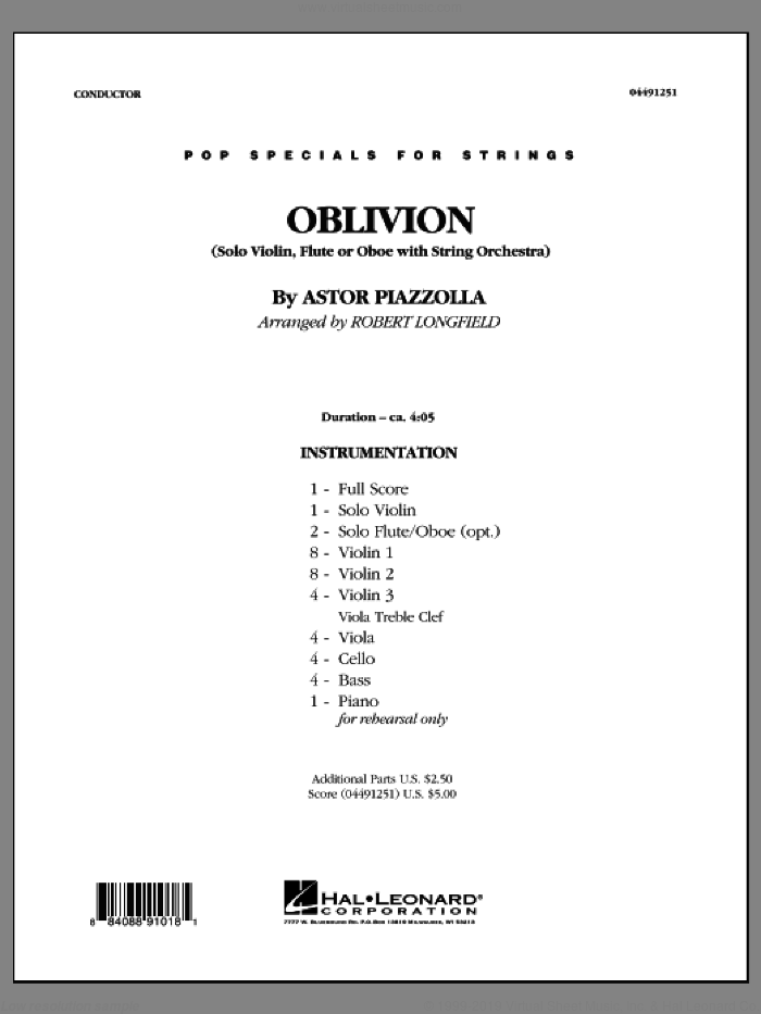 Oblivion (COMPLETE) sheet music for orchestra by Robert Longfield, intermediate skill level