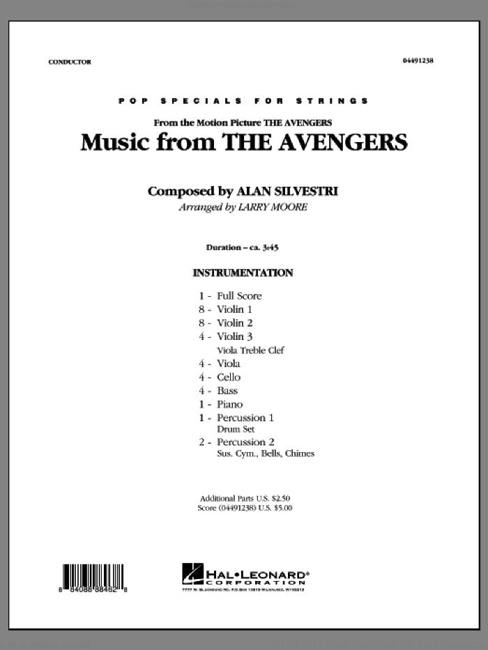 Music from The Avengers (COMPLETE) sheet music for orchestra by Alan Silvestri and Larry Moore, intermediate skill level