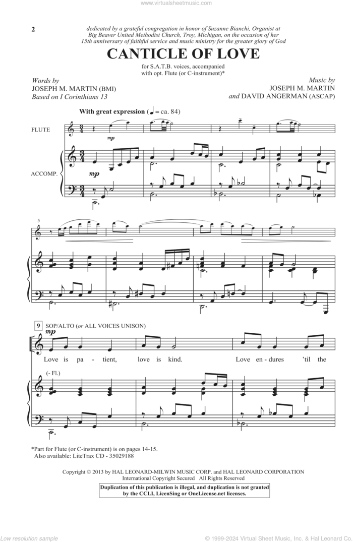 Canticle Of Love sheet music for choir (SATB: soprano, alto, tenor, bass) by Joseph M. Martin and David Angerman, intermediate skill level