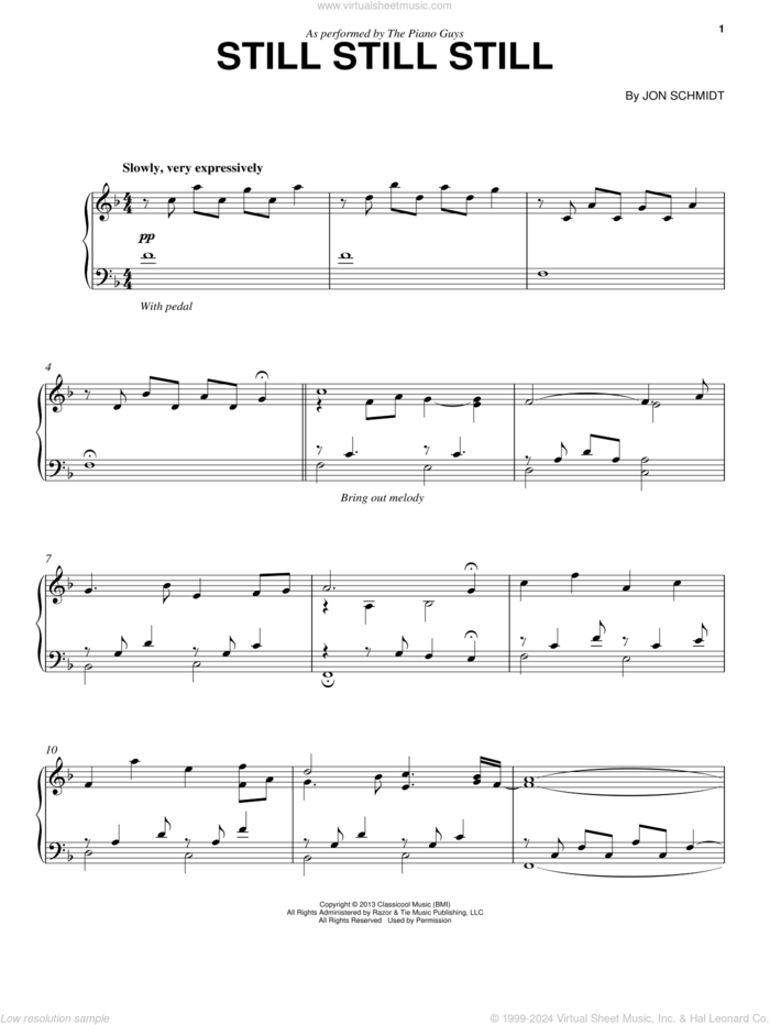 Still Still Still sheet music for piano solo by The Piano Guys, intermediate skill level