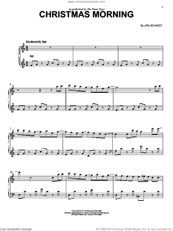 Christmas Morning sheet music for piano solo by The Piano Guys, intermediate skill level