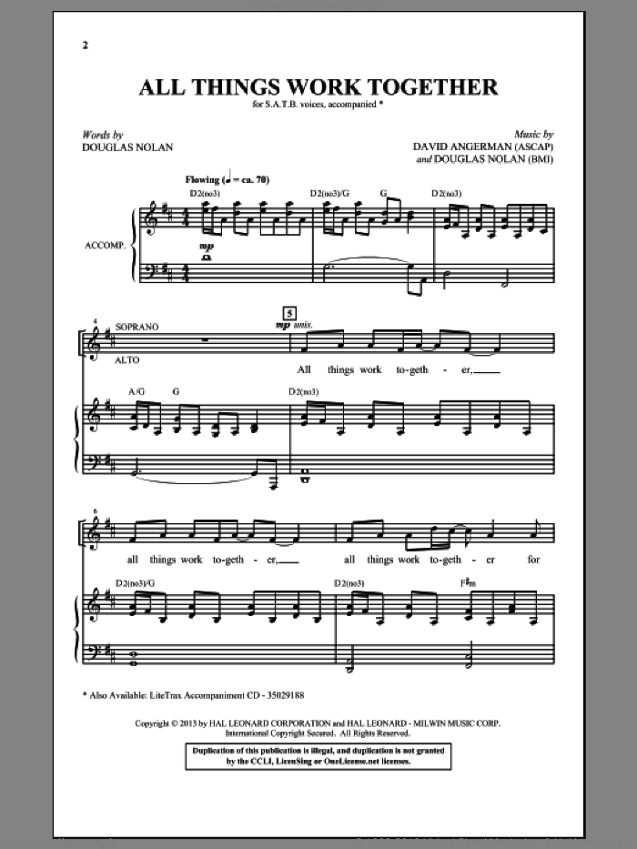 All Things Work Together sheet music for choir (SATB: soprano, alto, tenor, bass) by David Angerman and Douglas Nolan, intermediate skill level
