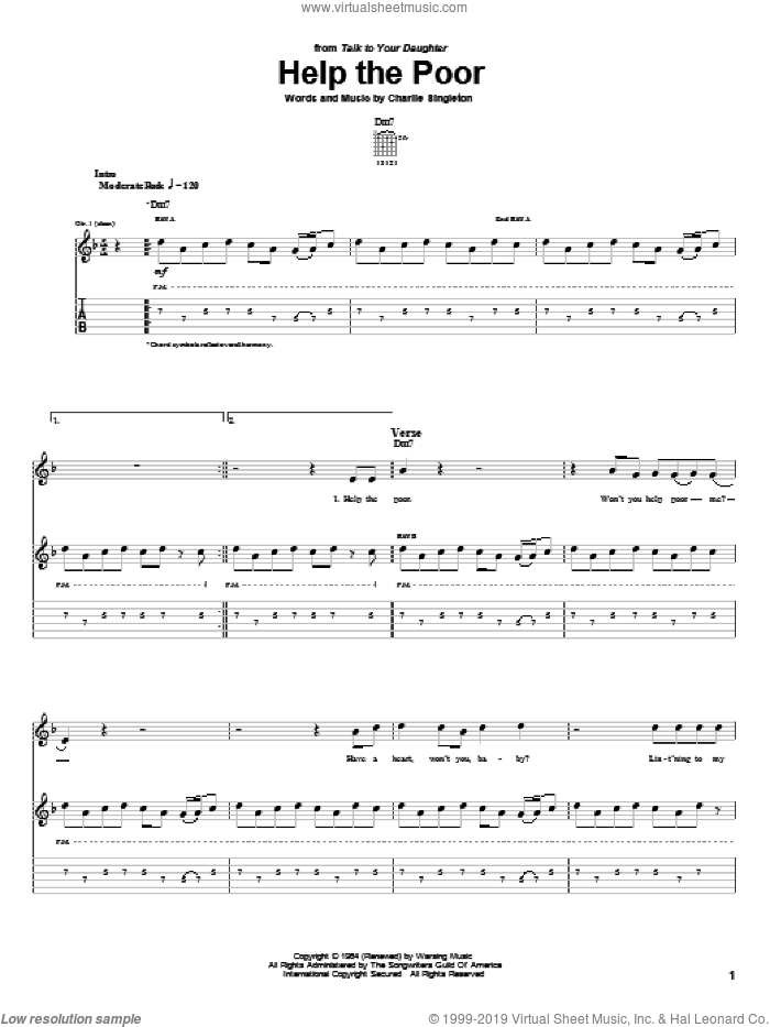 Help The Poor sheet music for guitar (tablature) by Robben Ford, B.B. King and Charlie Singleton, intermediate skill level