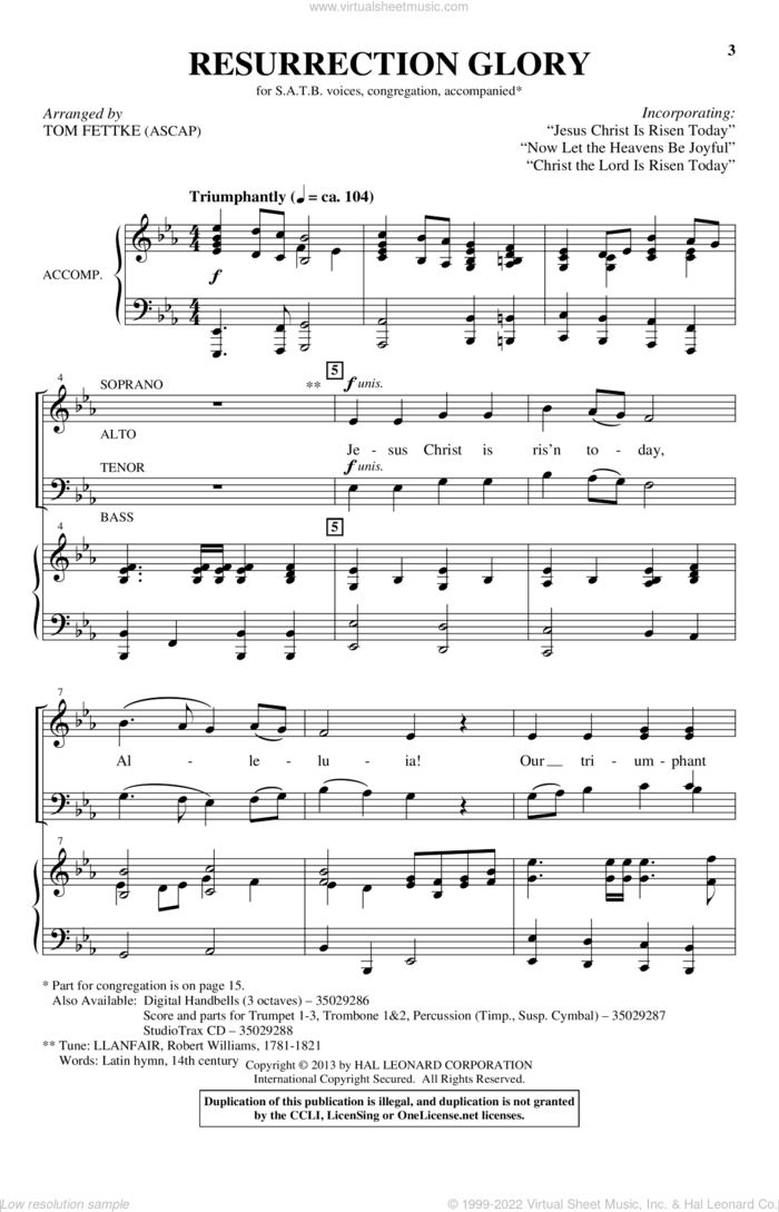 Jesus Christ Is Risen Today sheet music for choir (SATB: soprano, alto, tenor, bass) by Tom Fettke, intermediate skill level