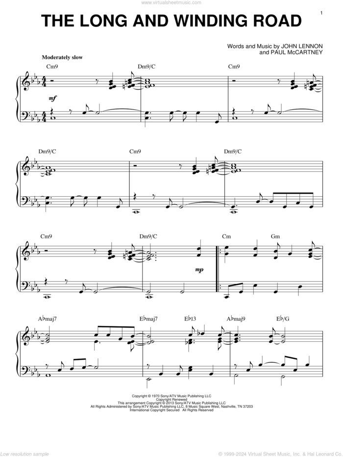 The Long And Winding Road [Jazz version] (arr. Brent Edstrom) sheet music for piano solo by The Beatles, John Lennon and Paul McCartney, intermediate skill level