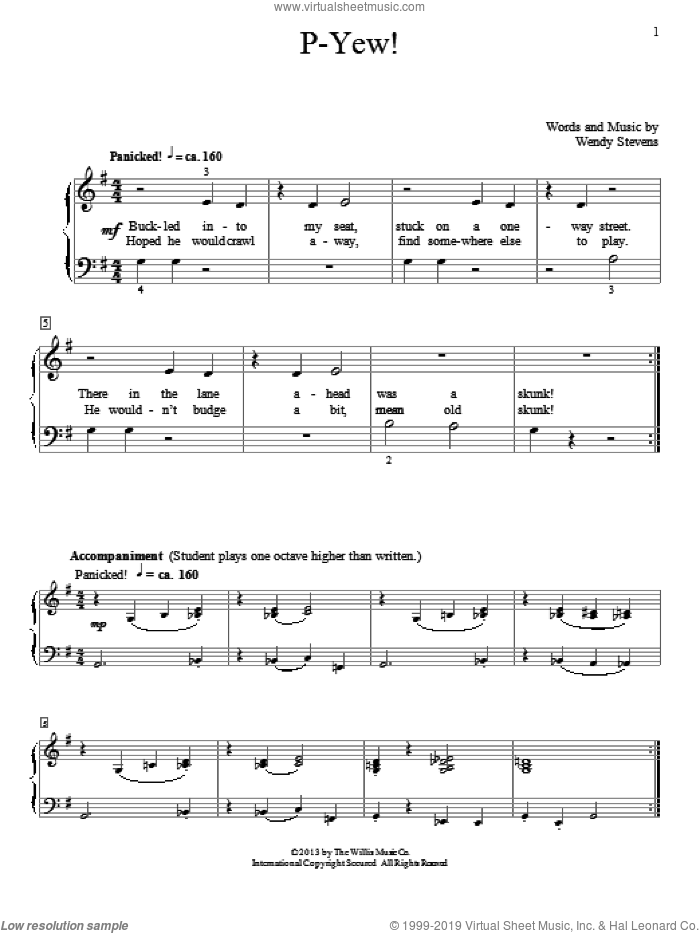 P-Yew! sheet music for piano solo (elementary) by Wendy Stevens, classical score, beginner piano (elementary)