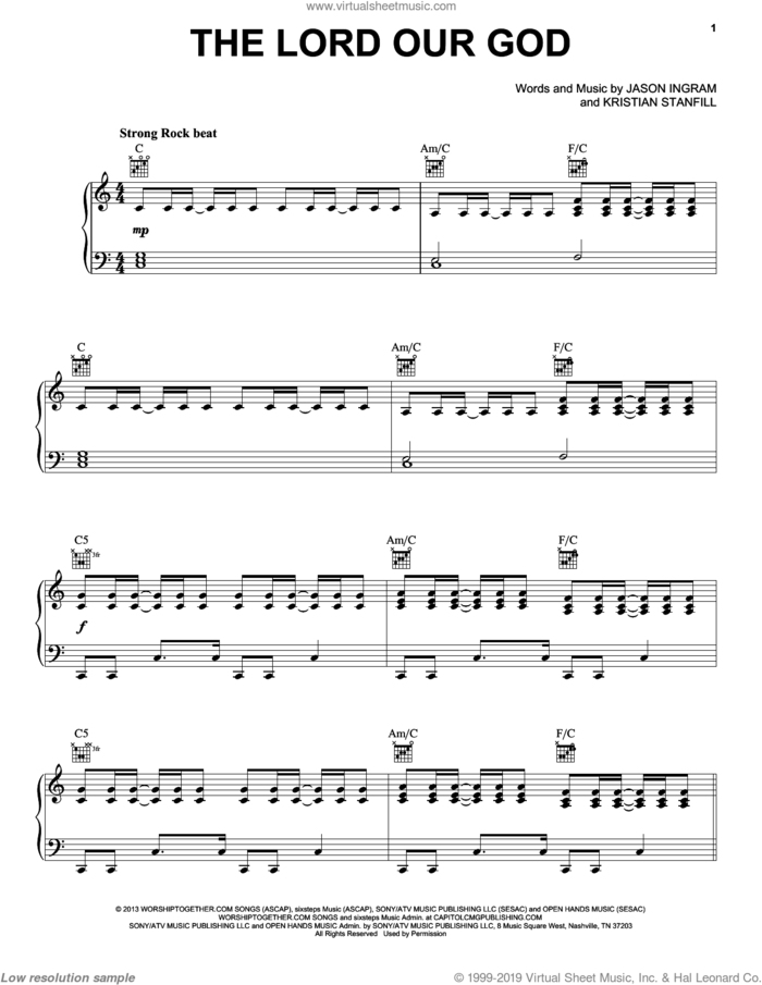 The Lord Our God sheet music for voice, piano or guitar by Passion, intermediate skill level