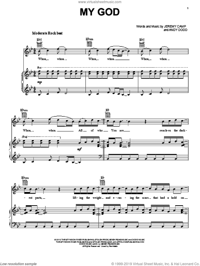 My God sheet music for voice, piano or guitar by Jeremy Camp, intermediate skill level