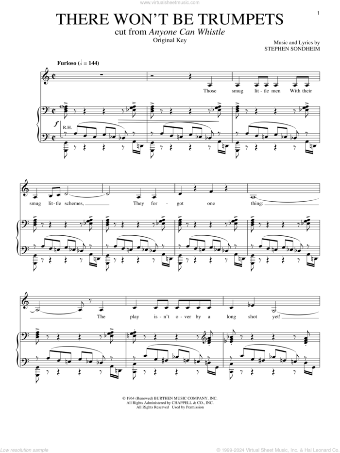 There Won't Be Trumpets sheet music for voice and piano by Stephen Sondheim, intermediate skill level