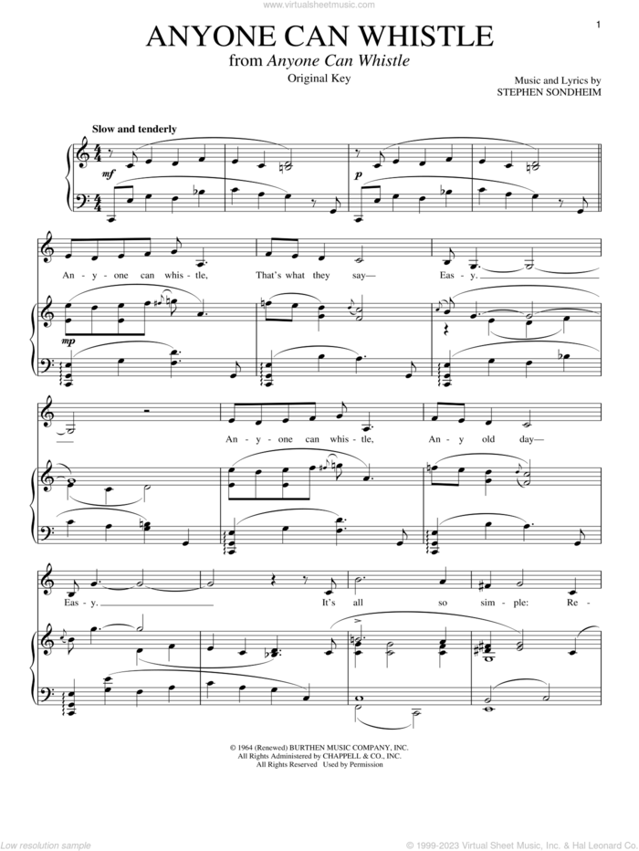 Anyone Can Whistle sheet music for voice and piano by Stephen Sondheim, intermediate skill level