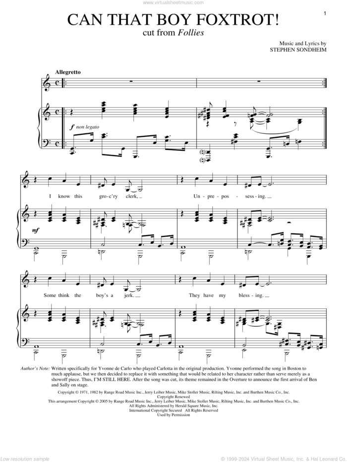Can That Boy Foxtrot! sheet music for voice and piano by Stephen Sondheim, intermediate skill level