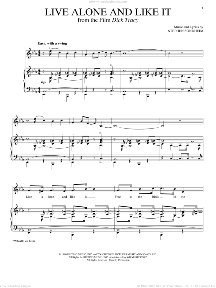 Live Alone And Like It sheet music for voice and piano by Stephen Sondheim, intermediate skill level