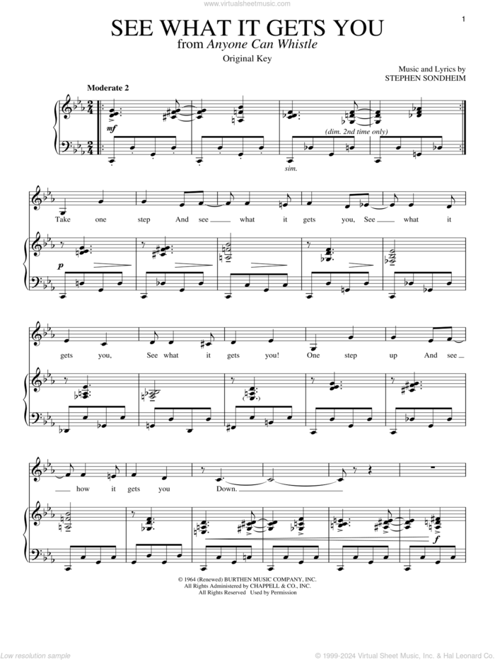 See What It Gets You sheet music for voice and piano by Stephen Sondheim, intermediate skill level