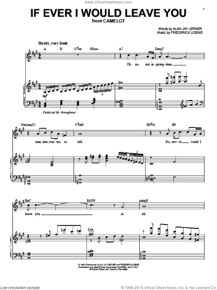 If Ever I Would Leave You sheet music for voice and piano by Alan Jay Lerner and Frederick Loewe, intermediate skill level