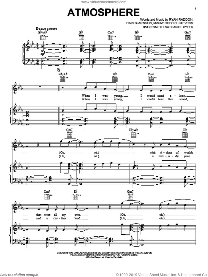 Atmosphere sheet music for voice, piano or guitar by Kaskade, intermediate skill level