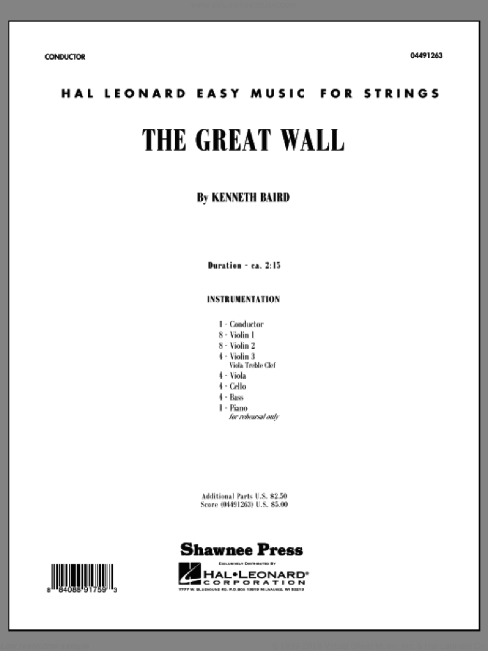 The Great Wall (COMPLETE) sheet music for orchestra by Kenneth Baird, intermediate skill level