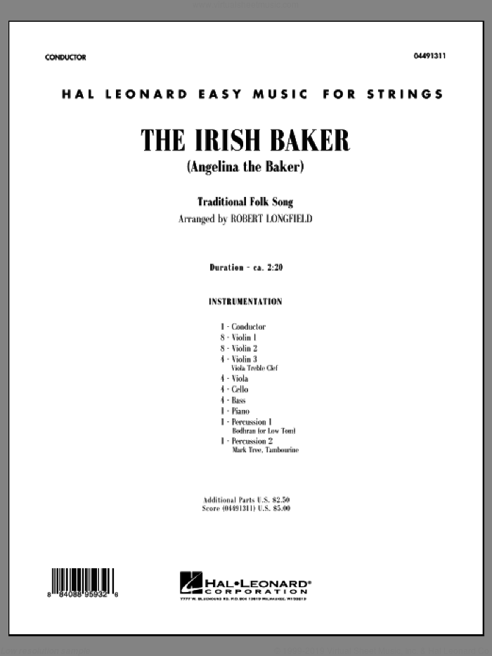 The Irish Baker (Angelina the Baker) (COMPLETE) sheet music for orchestra by Robert Longfield, intermediate skill level