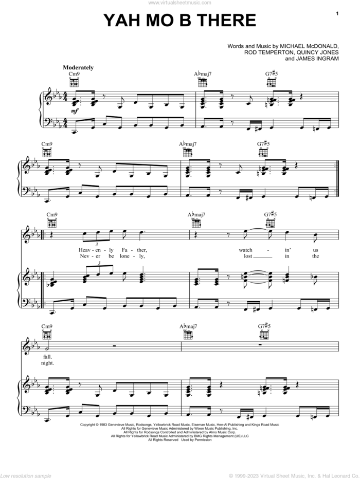 Yah Mo B There sheet music for voice, piano or guitar by Michael McDonald, James Ingram, Quincy Jones and Rod Temperton, intermediate skill level