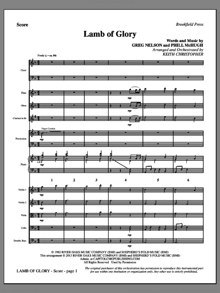 Lamb of Glory (COMPLETE) sheet music for orchestra/band by Keith Christopher and Steve Green, intermediate skill level