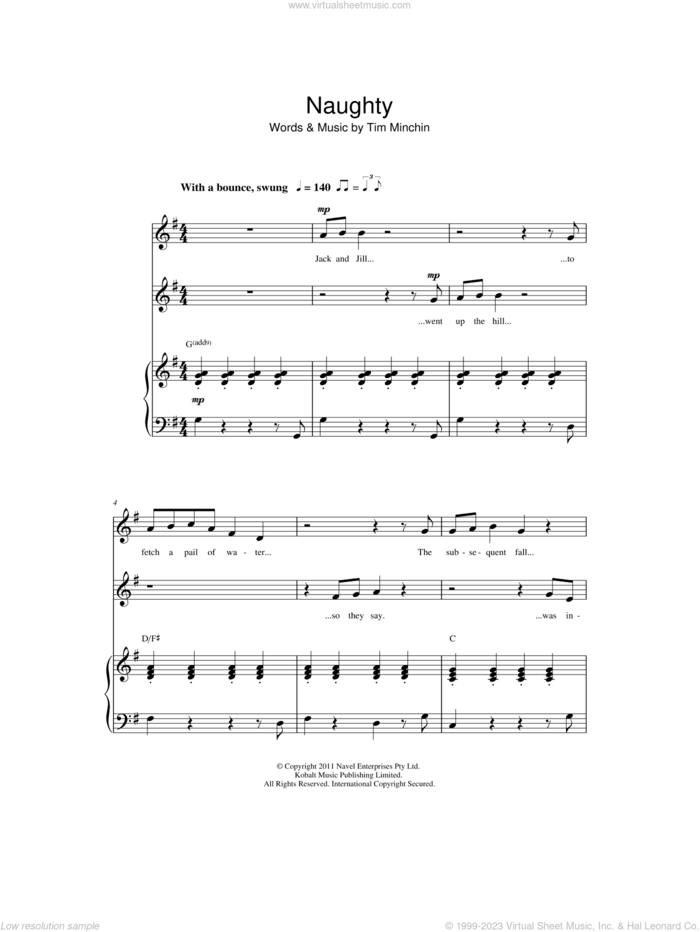 Naughty (from Matilda The Musical) sheet music for choir (2-Part) by Tim Minchin, intermediate duet