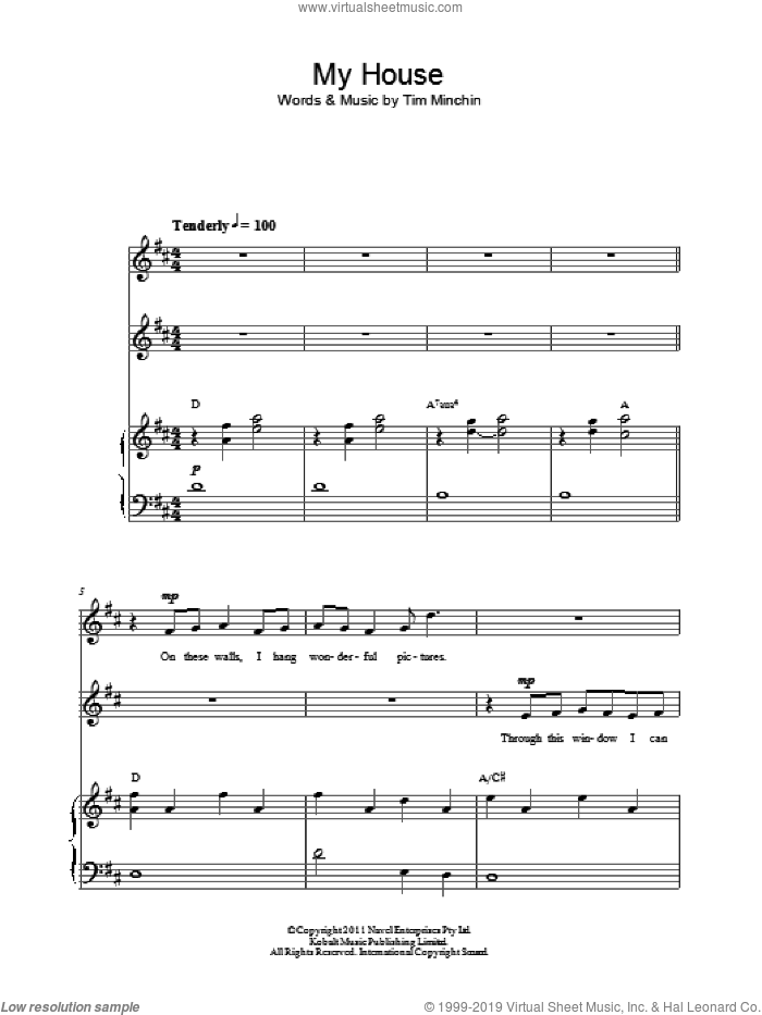 My House ('From Matilda The Musical') sheet music for choir by Tim Minchin, intermediate skill level