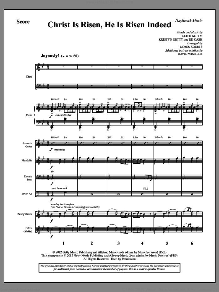 Christ Is Risen, He Is Risen Indeed (COMPLETE) sheet music for orchestra/band by Keith Getty and James Koerts, intermediate skill level