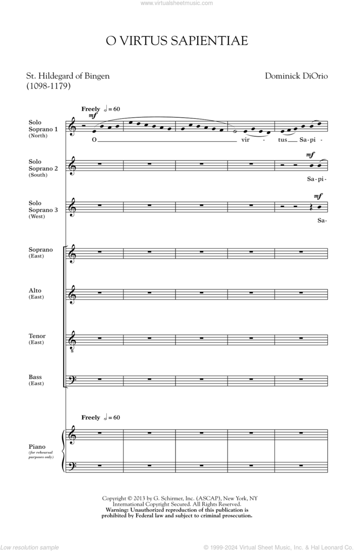 O Virtus Sapientiae sheet music for choir (SATB: soprano, alto, tenor, bass) by Dominick Diorio, intermediate skill level