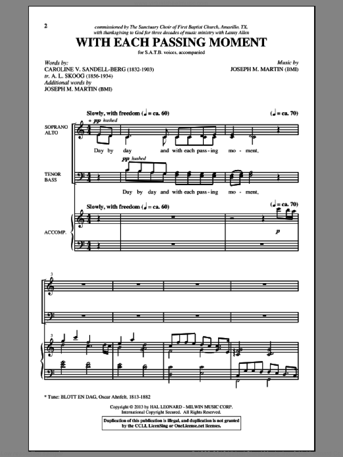 Day By Day sheet music for choir (SATB: soprano, alto, tenor, bass) by Joseph M. Martin, intermediate skill level