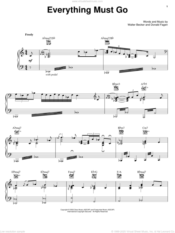 Everything Must Go sheet music for voice, piano or guitar by Steely Dan, Donald Fagen and Walter Becker, intermediate skill level